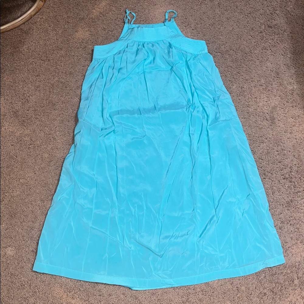 Trina Turk Floret Midi Dress Square Neck Nautical Preppy Tiffany Blue Small - Picture 6 of 9